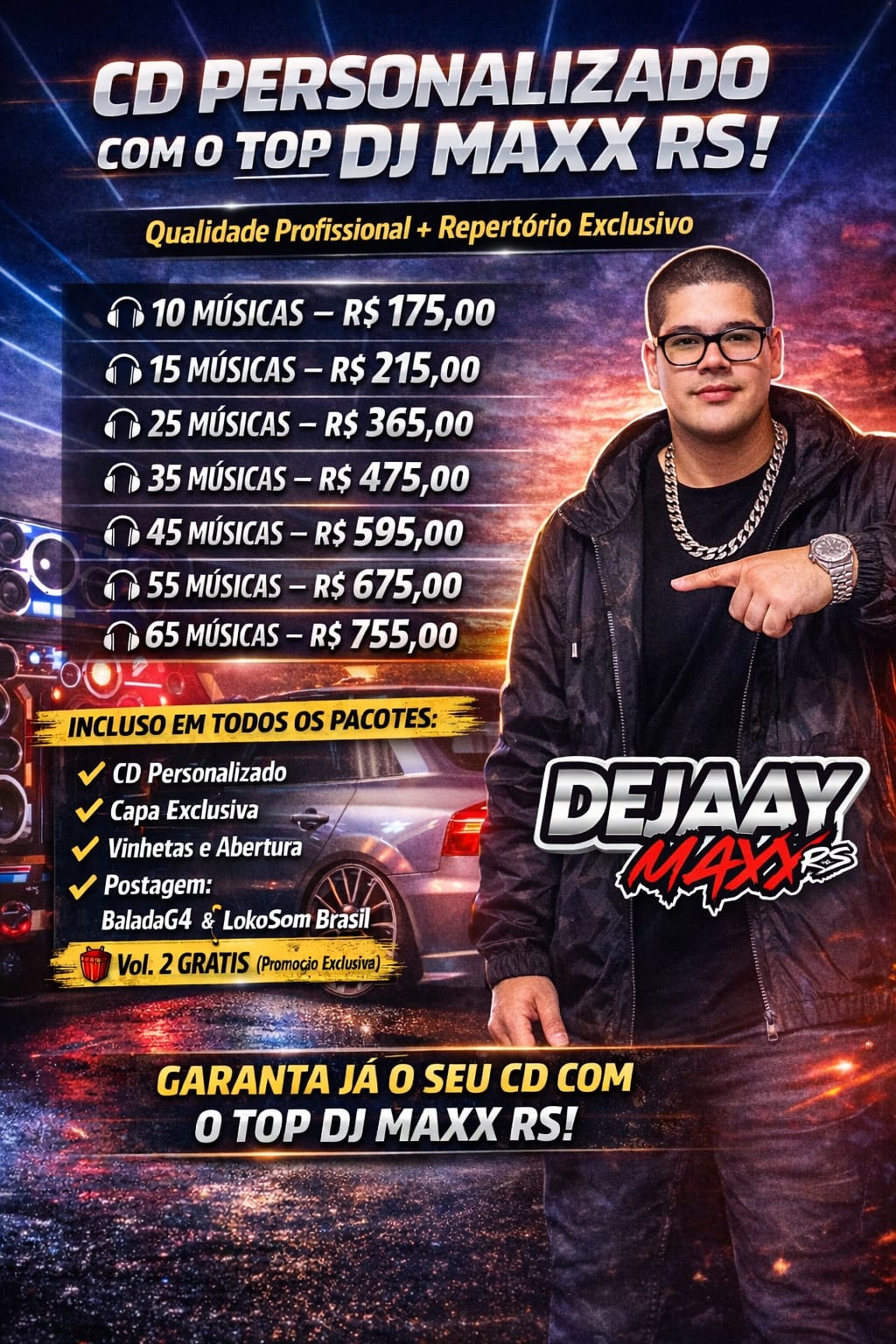 Tabela promocional de CD personalizado